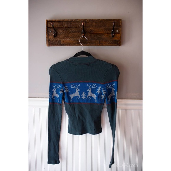 SALE Free People Snowflake Ski Mock Neck Long Sleeve Shirt S NEW - Picture 5 of 5